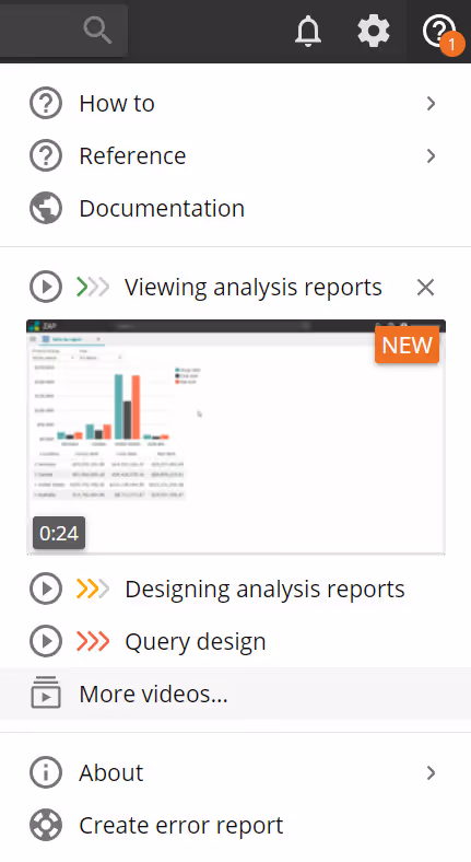 More videos menu item