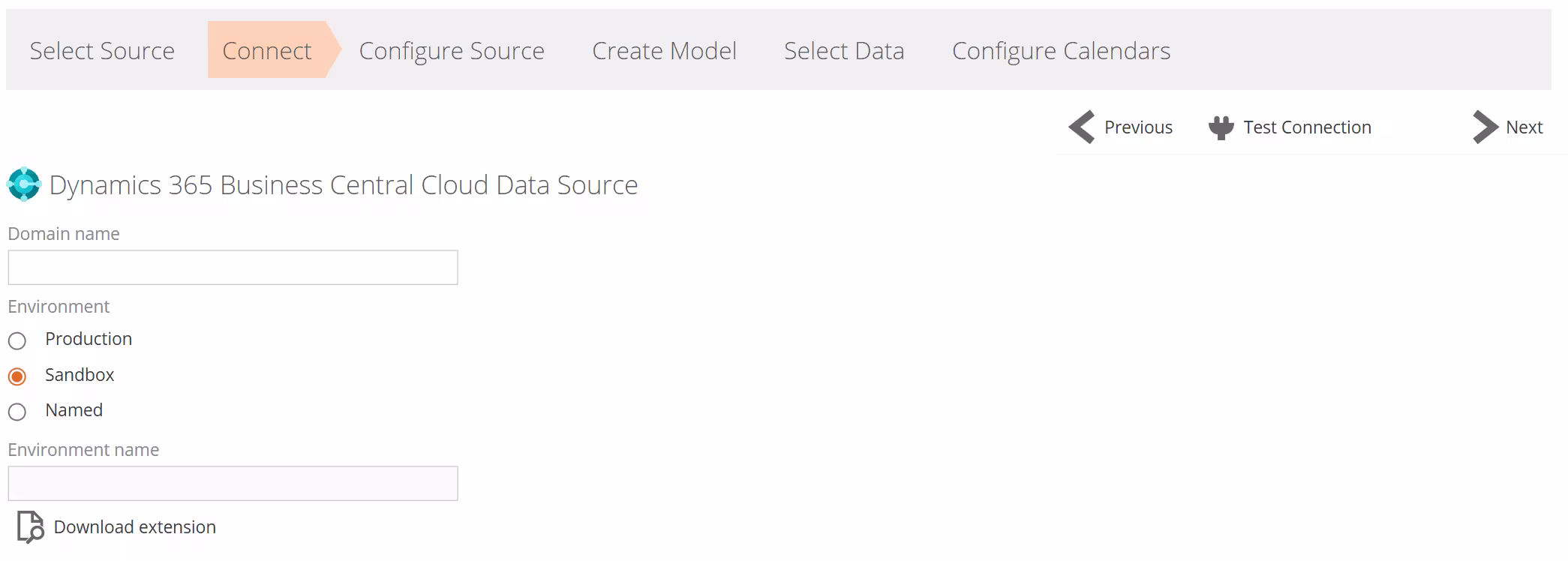Dynamics Business Central Cloud data source downloading extension after signing in